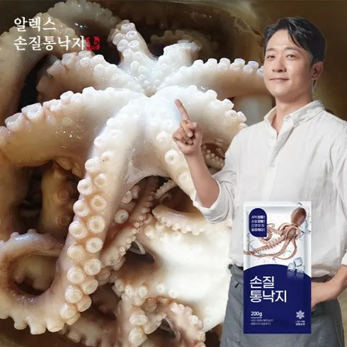 인기 폭발 알렉스 통낙지 200g 10팩  매콤볶음소스 250g 1통 가이드북