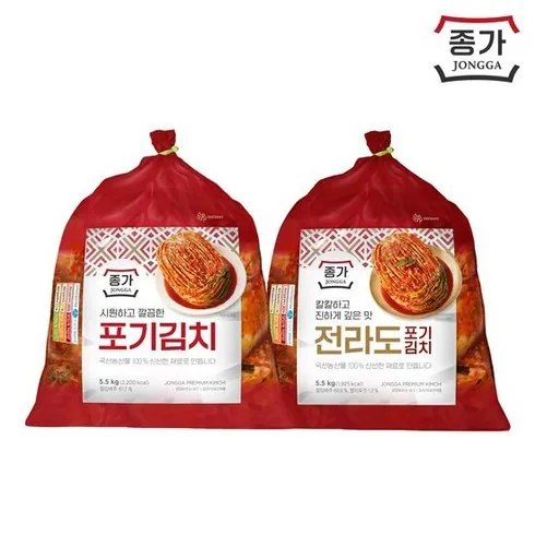 베스트셀러  종가 중부식 포기김치 11kg (5.5kg X 2 구매전 필독